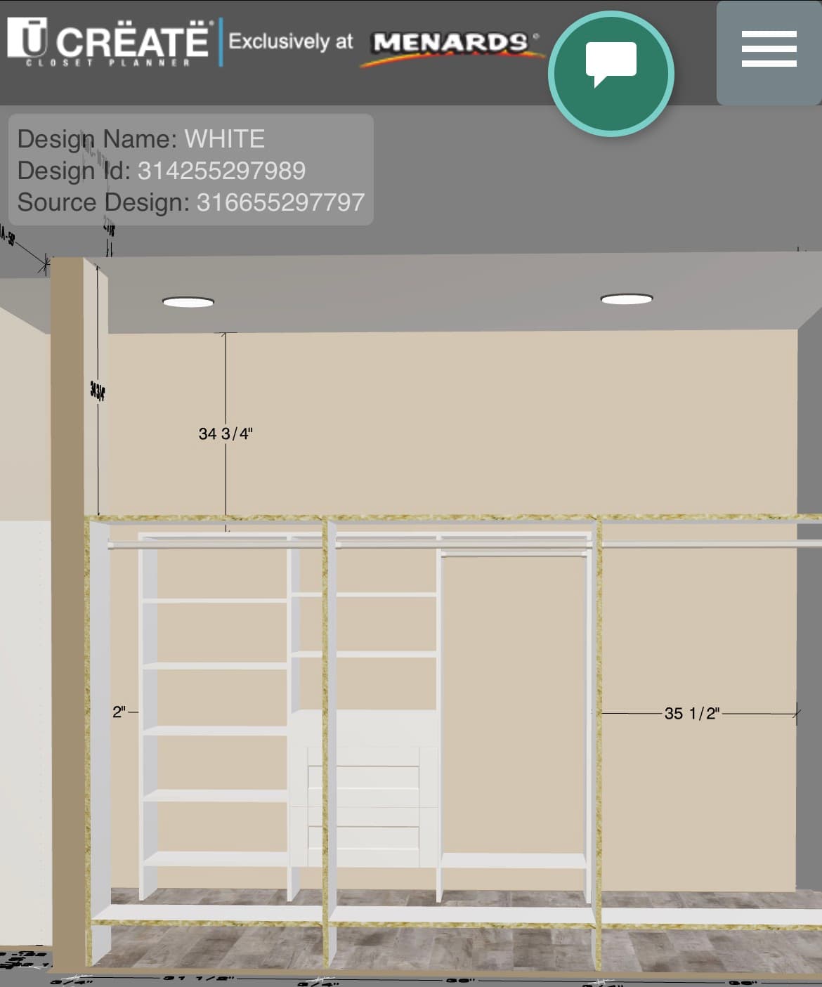 Second closet remodel design rendering