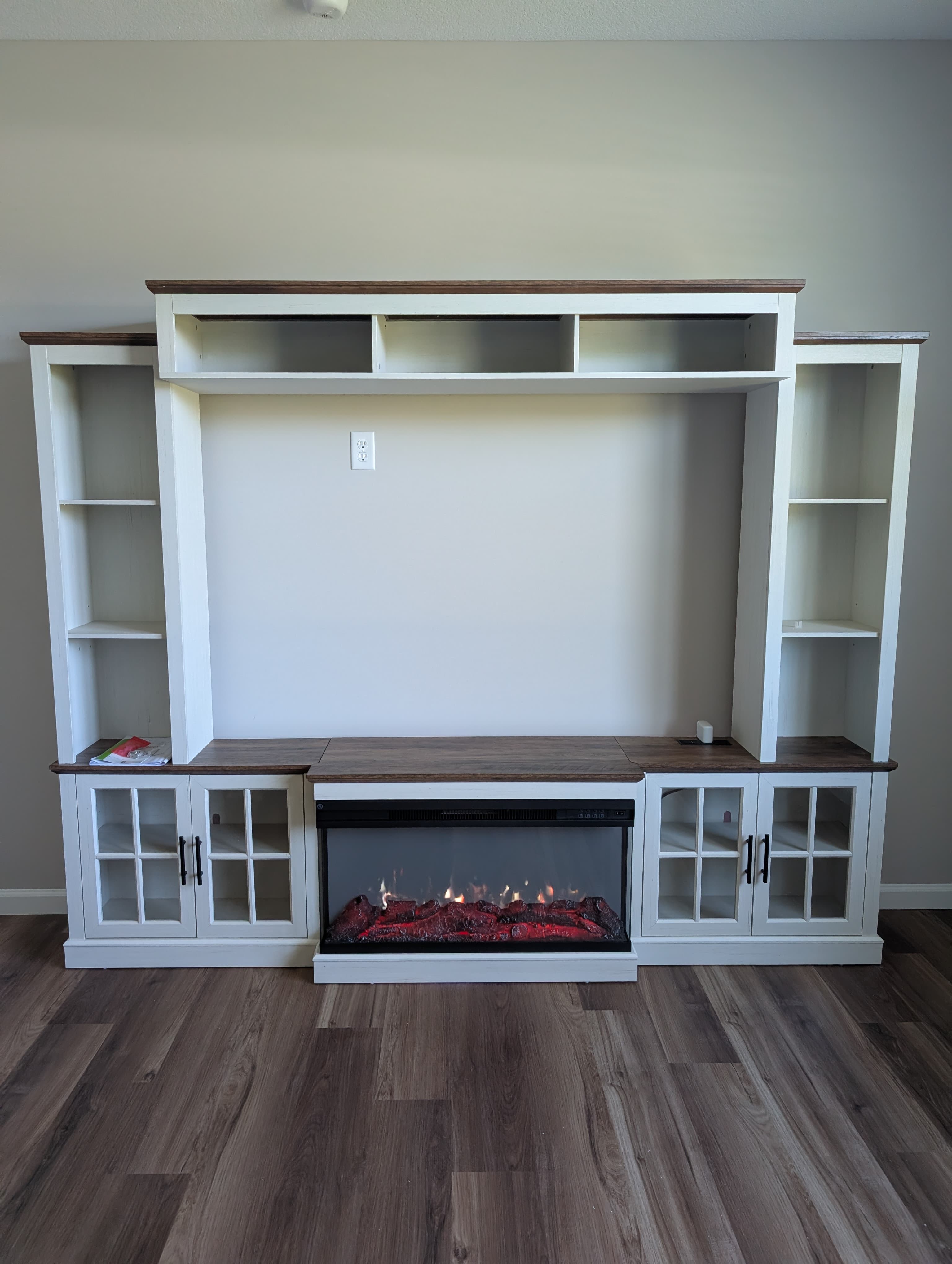 Assembled TV entertainment center with built-in electric fireplace